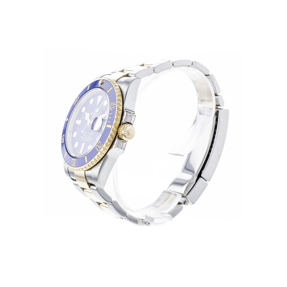 Montre d'occasion ROLEX Submariner Date Céramique homme mouvement automatique certifié (cosc) bracelet or jaune 750/000 et acier - vue D2