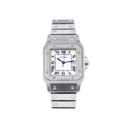 Pre-owned CARTIER Santos Unisex Automatic Watch with Steel Bracelet