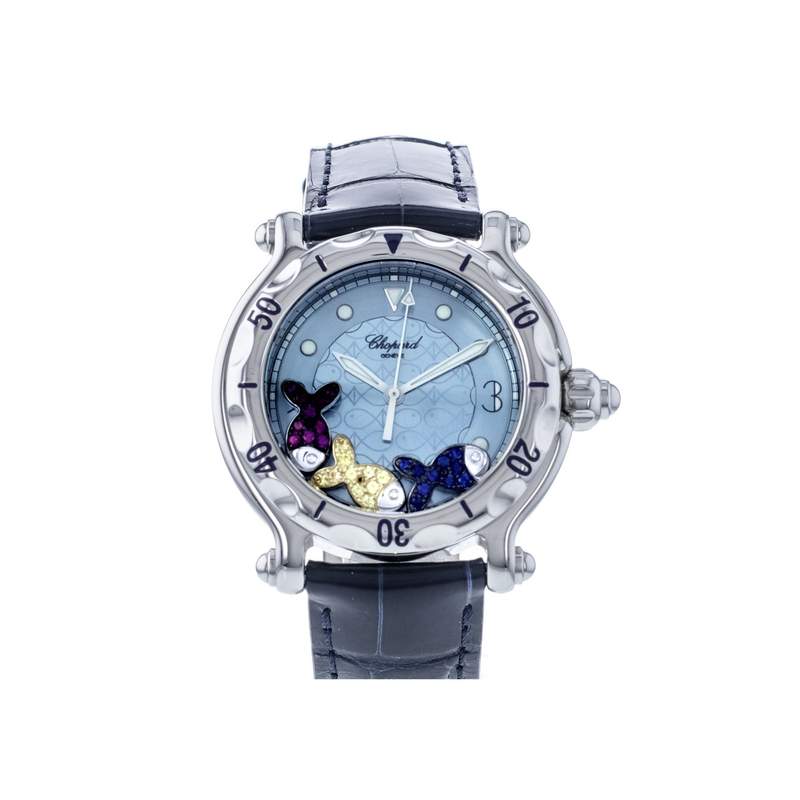 Montre d'occasion CHOPARD Happy Sport Fish femme quartz bracelet cuir d'origine - vue 1