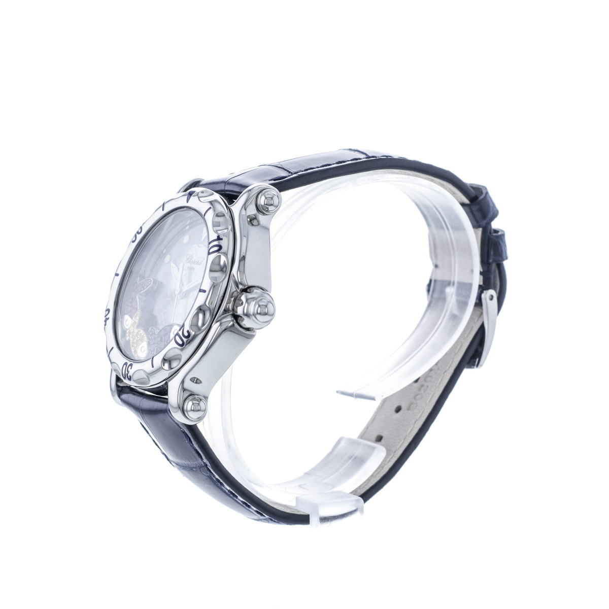 Montre d'occasion CHOPARD Happy Sport Fish femme quartz bracelet cuir d'origine - vue D2