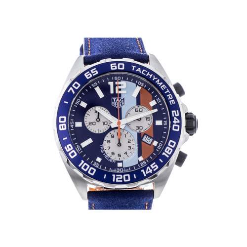 Montre d'occasion TAG HEUER Formula 1 Gulf homme quartz bracelet cuir d'origine