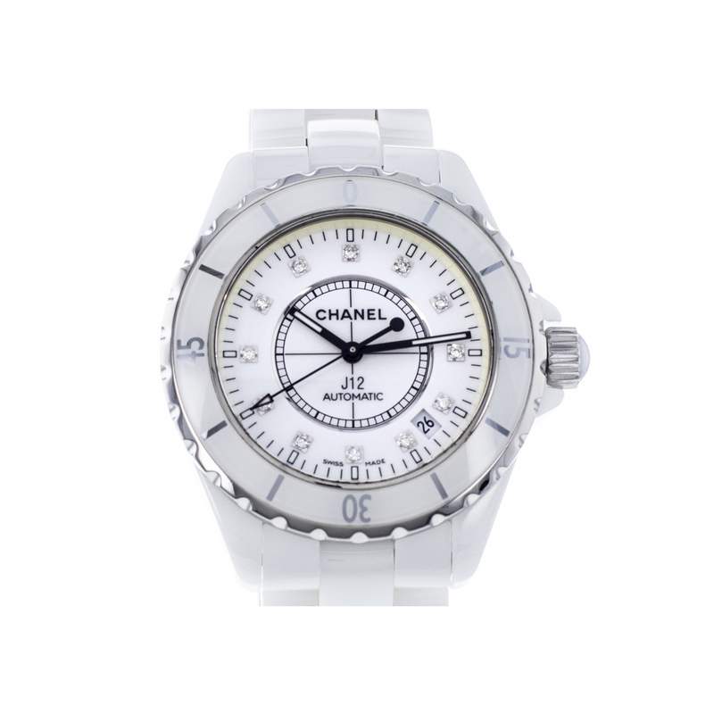 Montre d'occasion CHANEL J12 Blanche Diamants femme automatique bracelet céramique - vue 1