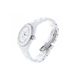 Montre d'occasion CHANEL J12 Blanche Diamants femme automatique bracelet céramique - vue D2