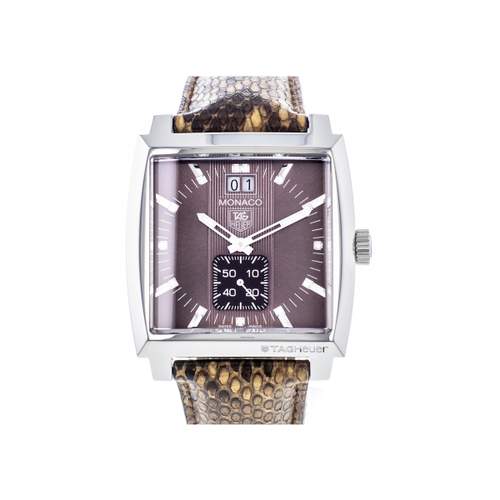 Montre d'occasion TAG HEUER Monaco Lady Diamants femme quartz bracelet cuir cresus