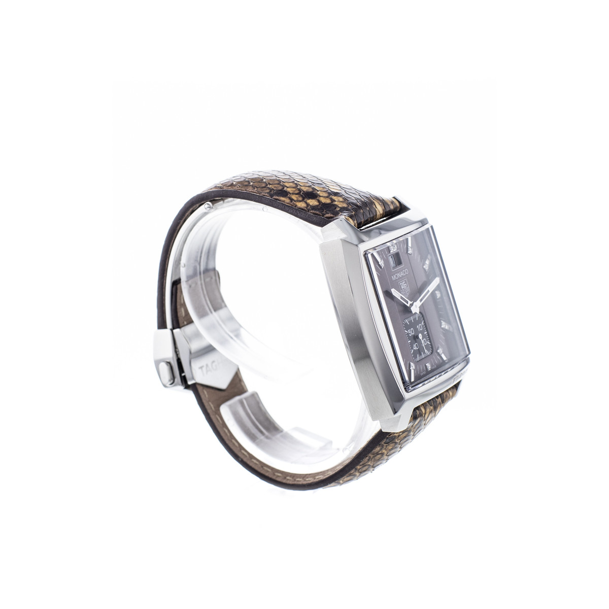 Montre d'occasion TAG HEUER Monaco Lady Diamants femme quartz bracelet cuir cresus - vue 2