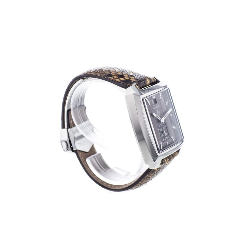 Montre d'occasion TAG HEUER Monaco Lady Diamants femme quartz bracelet cuir cresus - vue 2