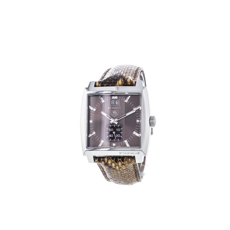 Montre d'occasion TAG HEUER Monaco Lady Diamants femme quartz bracelet cuir cresus - vue 4