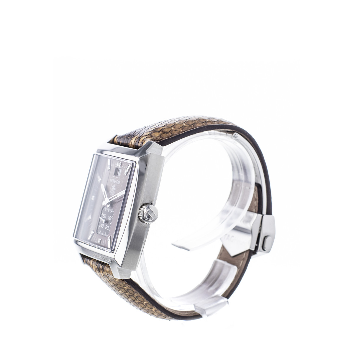 Montre d'occasion TAG HEUER Monaco Lady Diamants femme quartz bracelet cuir cresus - vue D2