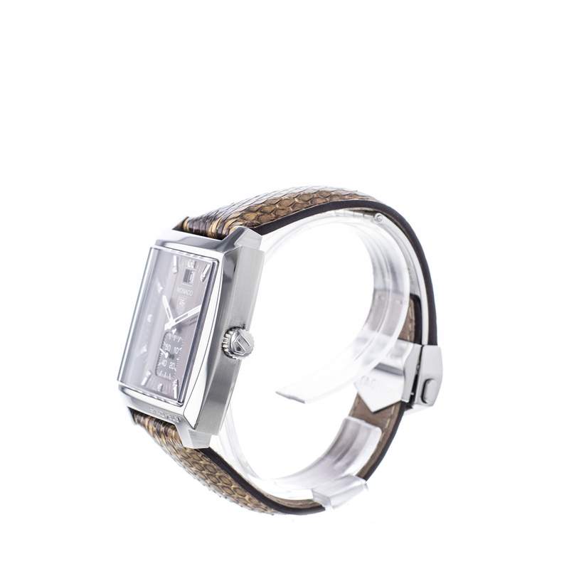 Montre d'occasion TAG HEUER Monaco Lady Diamants femme quartz bracelet cuir cresus - vue D2