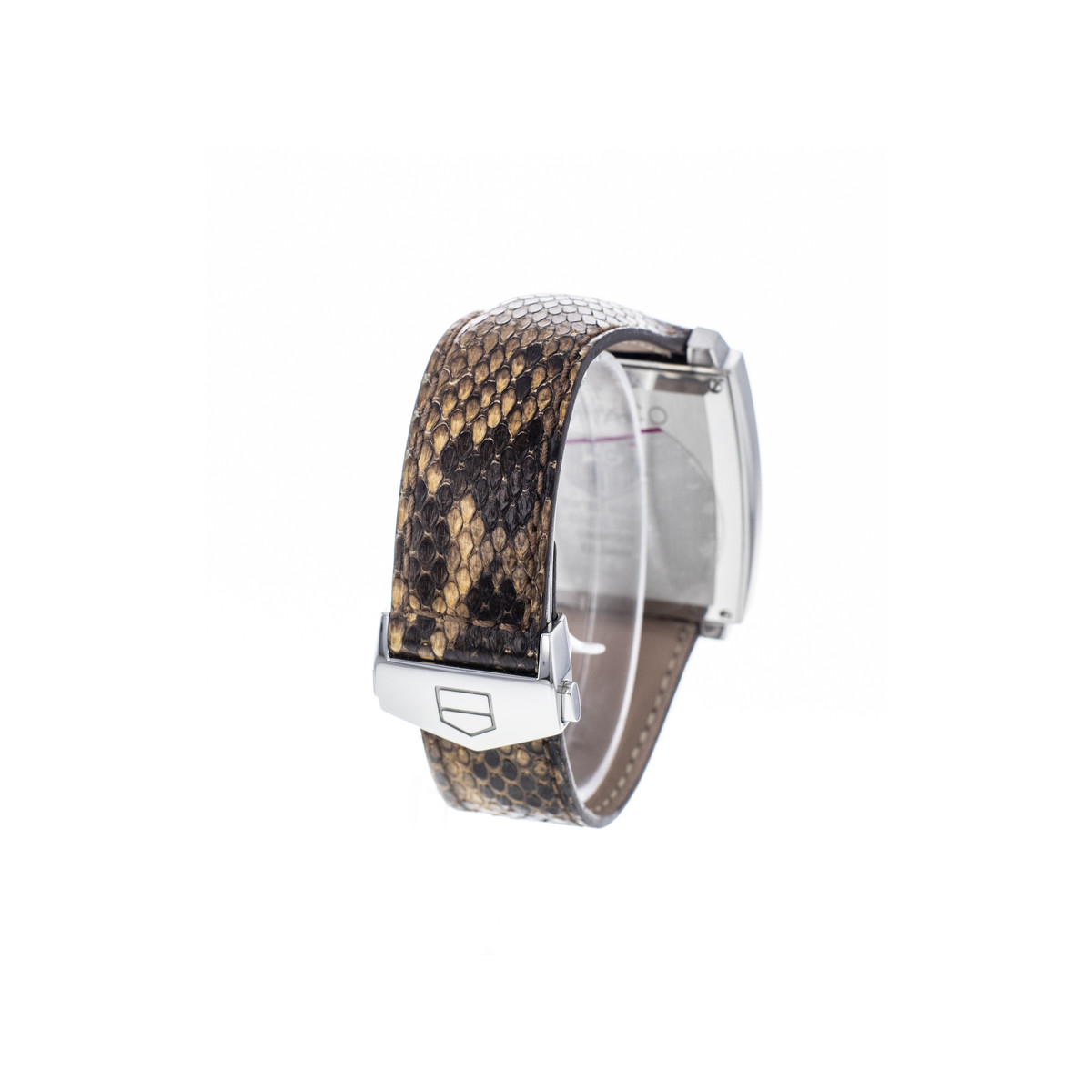 Montre d'occasion TAG HEUER Monaco Lady Diamants femme quartz bracelet cuir cresus - vue D4