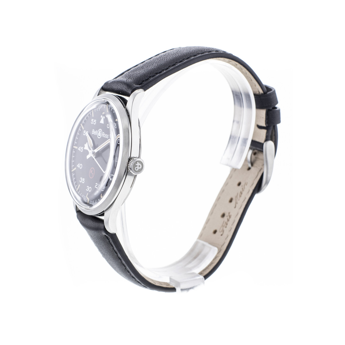 Montre d'occasion BELL & ROSS V1-92 Military Military homme automatique bracelet cuir cresus - vue D2