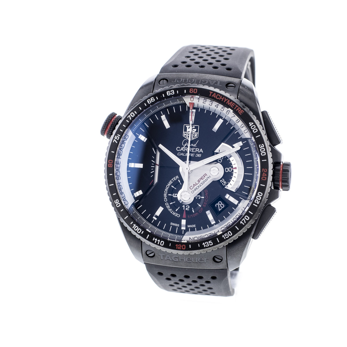 Montre d'occasion TAG HEUER Grand Carrera Calibre 36 RS homme automatique bracelet caoutchouc - vue 4