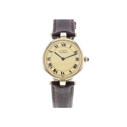 Pre-owned CARTIER Must Vendôme women's quartz watch with a Cresus leather strap