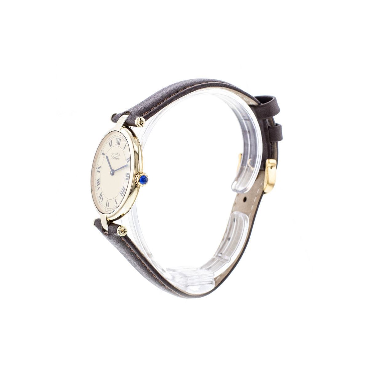 Montre d'occasion CARTIER Must Vendôme femme quartz bracelet cuir cresus - vue D2