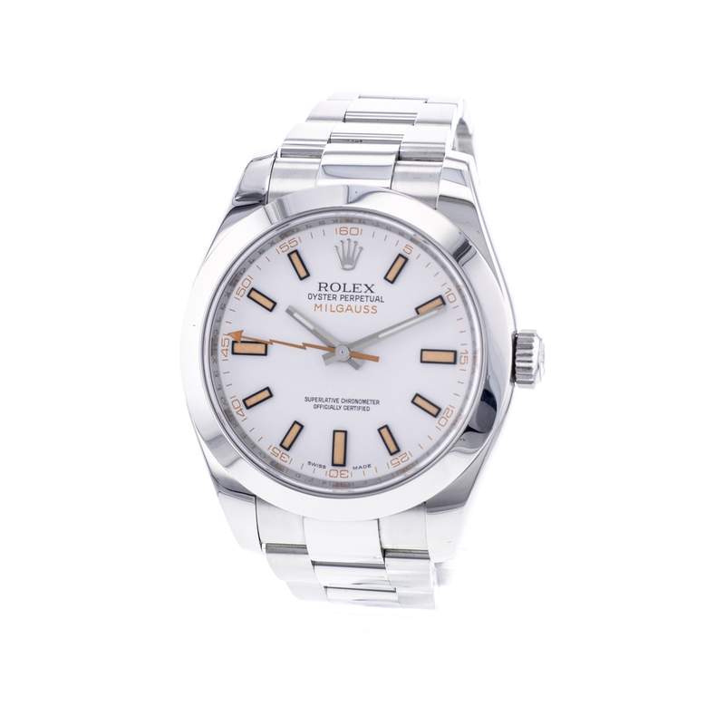 Montre d'occasion ROLEX Milgauss homme mouvement automatique certifié (cosc) bracelet acier - vue 4