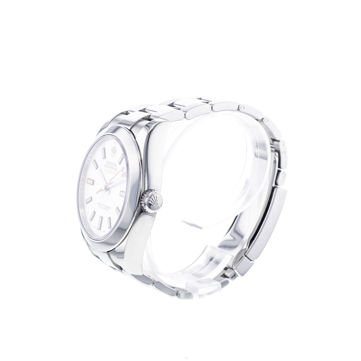 Montre d'occasion ROLEX Milgauss homme mouvement automatique certifié (cosc) bracelet acier - vue D2