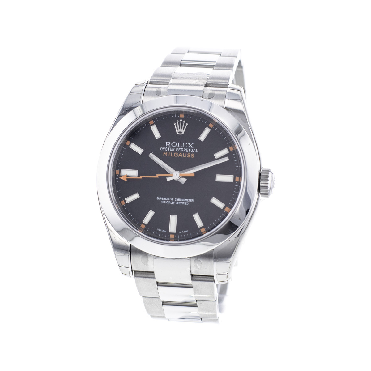 Montre d'occasion ROLEX Milgauss homme mouvement automatique certifié (cosc) bracelet acier - vue 4