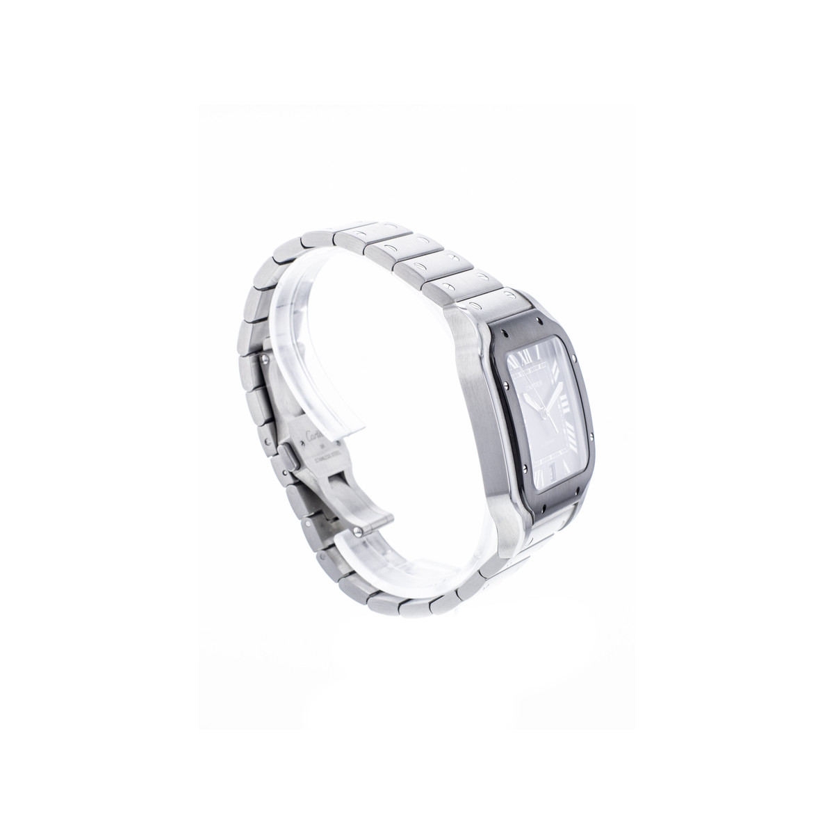 Montre d'occasion CARTIER Santos homme automatique bracelet acier - vue 2