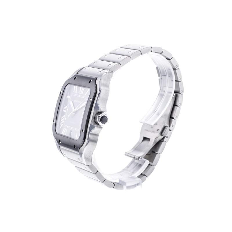 Montre d'occasion CARTIER Santos homme automatique bracelet acier - vue D2