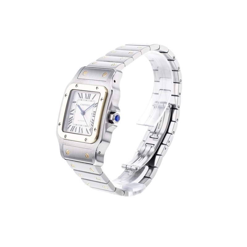 Montre d'occasion CARTIER Santos Galbée XL homme automatique bracelet or jaune 750/000 et acier - vue D2