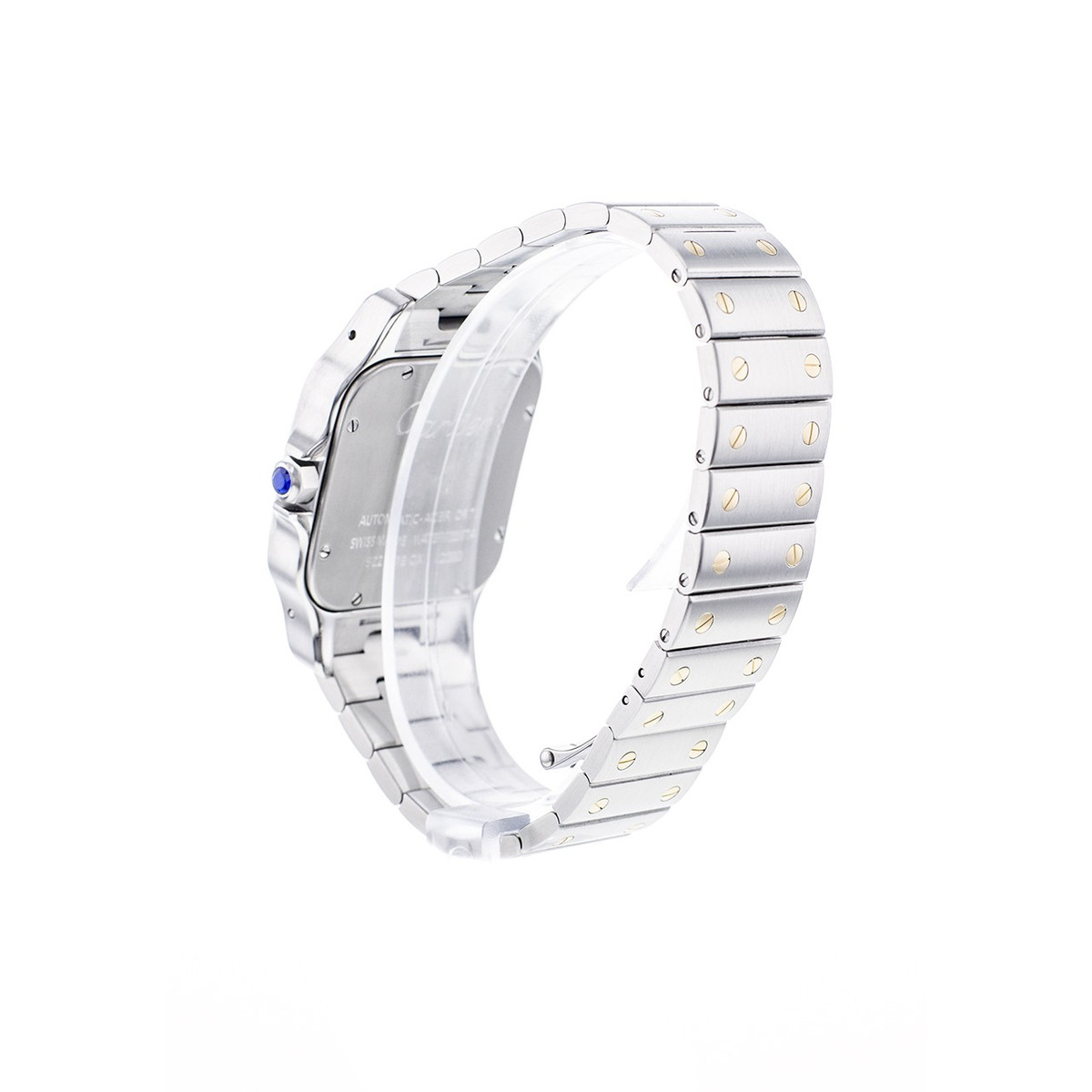 Montre d'occasion CARTIER Santos Galbée XL homme automatique bracelet or jaune 750/000 et acier - vue D5