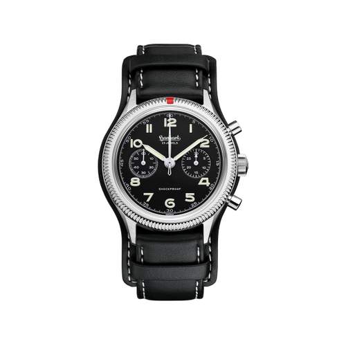 Montre d'occasion HANHART 1882 417ES - 42mm homme mécanique bracelet cuir d'origine