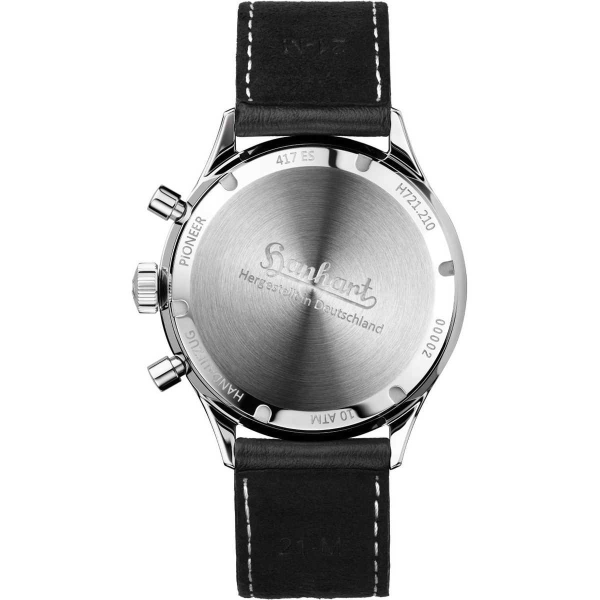 Montre d'occasion HANHART 1882 417ES - 42mm homme mécanique bracelet cuir d'origine - vue 3