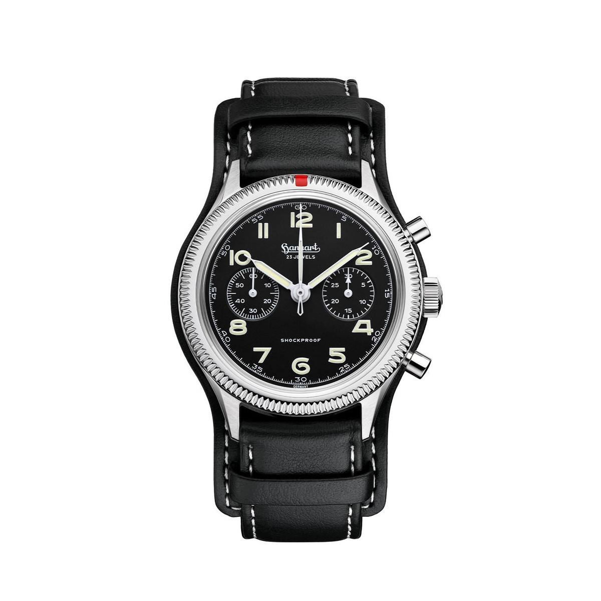 Montre d'occasion HANHART 1882 417ES - 42mm homme mécanique bracelet cuir d'origine - vue 4