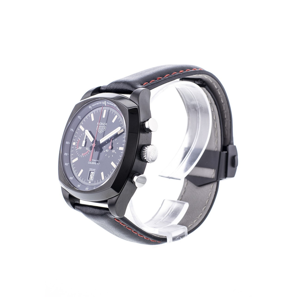 Montre d'occasion TAG HEUER Monza homme mouvement automatique certifié (cosc) bracelet cuir cresus - vue D2
