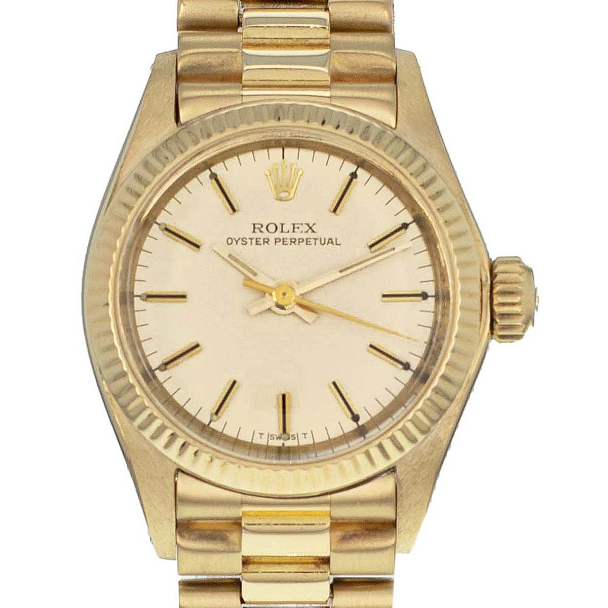 Montre d'occasion ROLEX Oyster Perpetual femme automatique bracelet or jaune 750/000 - vue D1