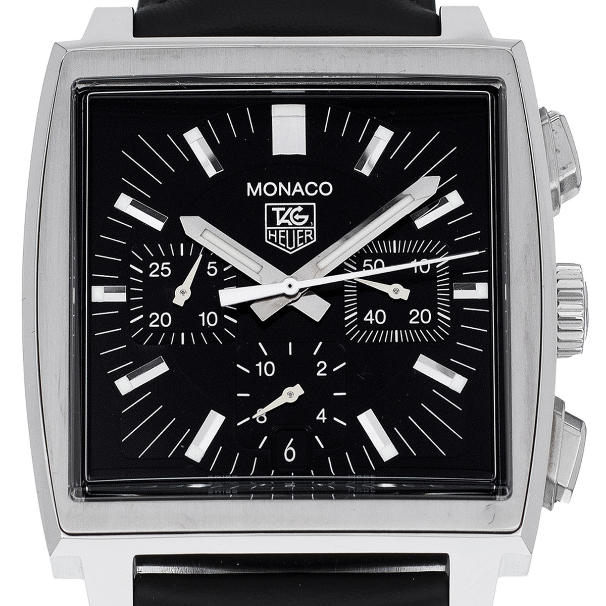 Montre d'occasion TAG HEUER Monaco homme automatique bracelet cuir d'origine - vue D1