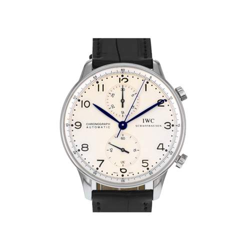 Montre d'occasion IWC Portugaise Chronographe homme automatique bracelet cuir cresus