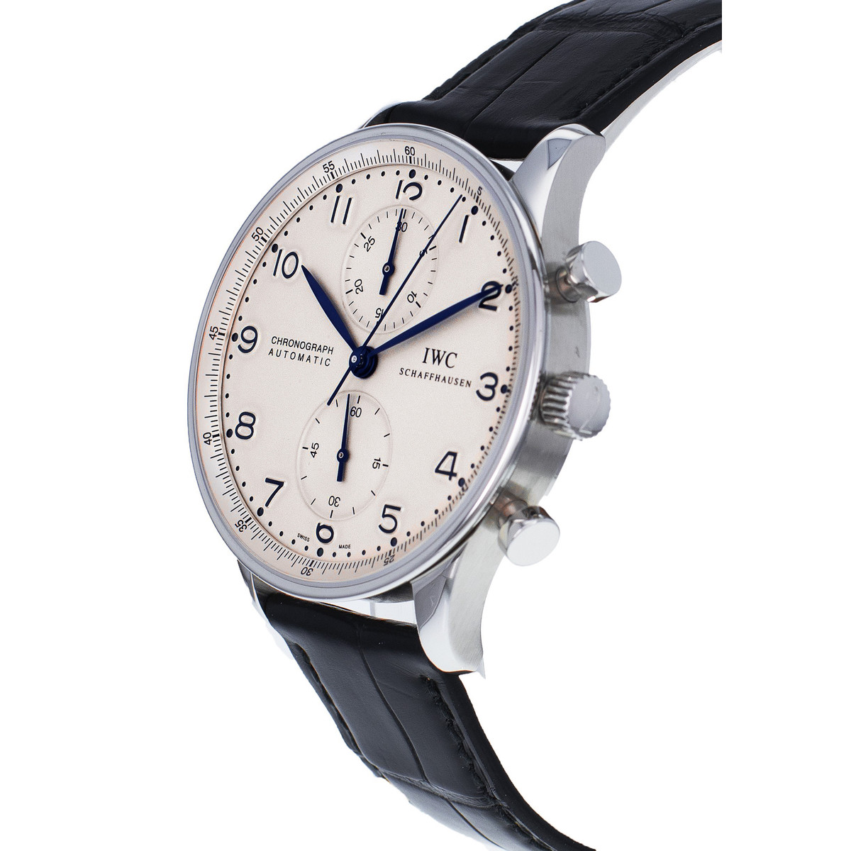 Montre d'occasion IWC Portugaise Chronographe homme automatique bracelet cuir cresus - vue D2