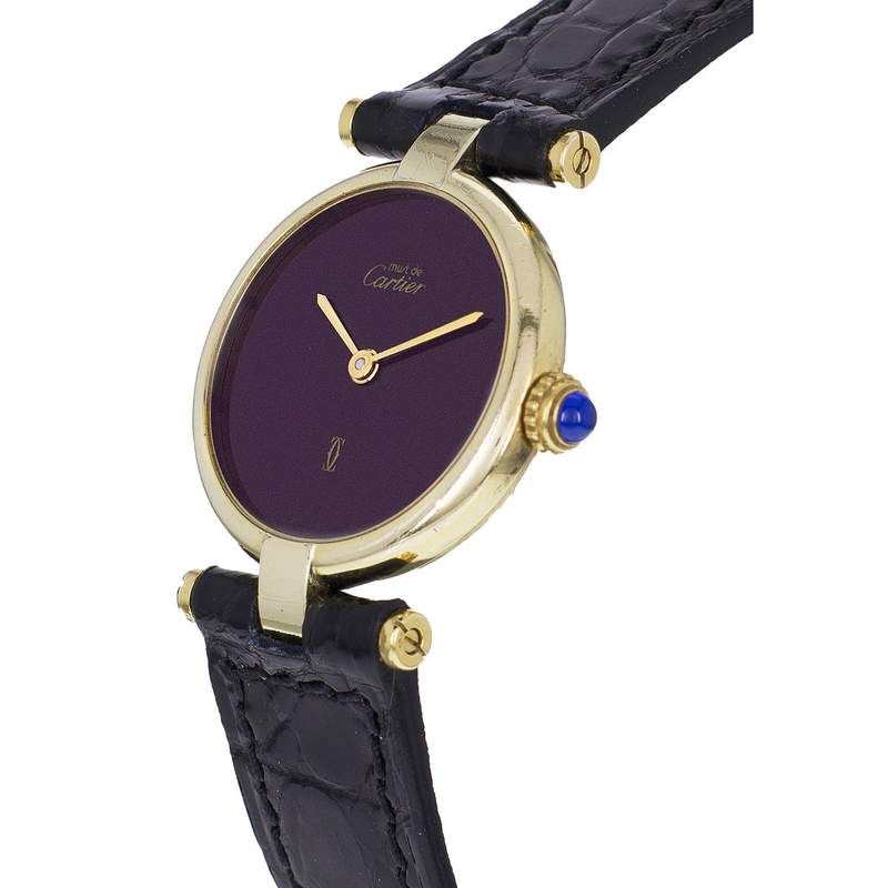 Montre d'occasion CARTIER Vendôme femme quartz bracelet cuir cresus - vue D2