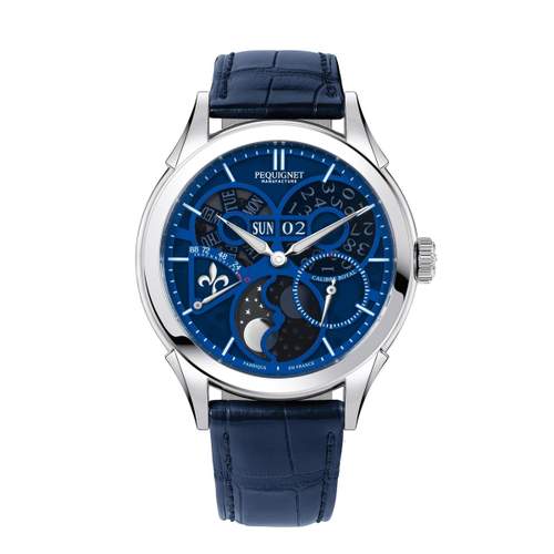 Montre d'occasion PEQUIGNET Royale Saphir homme automatique bracelet cuir d'origine