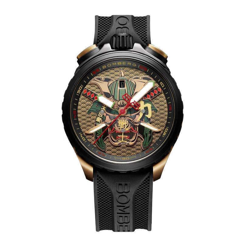 Montre d'occasion BOMBERG Bolt-68 Heritage Golden Samourai homme quartz bracelet caoutchouc - vue 1