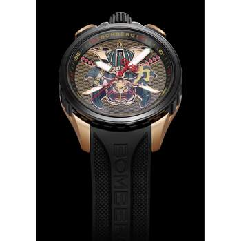 Montre d'occasion BOMBERG Bolt-68 Heritage Golden Samourai homme quartz bracelet caoutchouc
