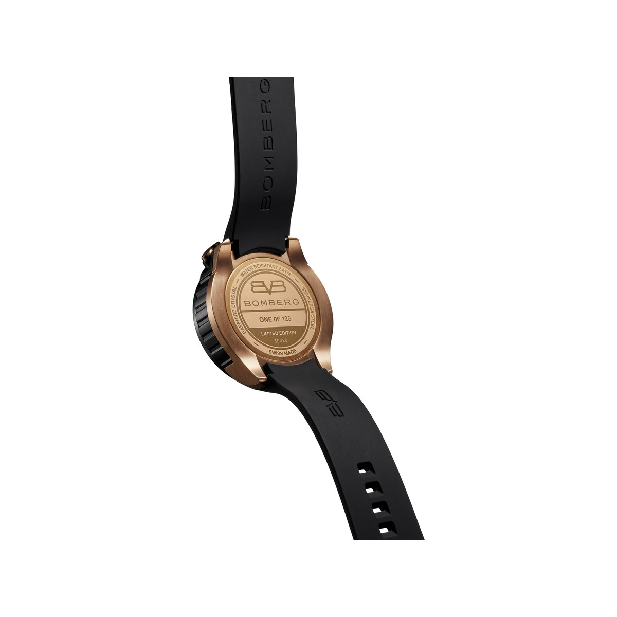 Montre d'occasion BOMBERG Bolt-68 Heritage Golden Samourai homme quartz bracelet caoutchouc - vue D4