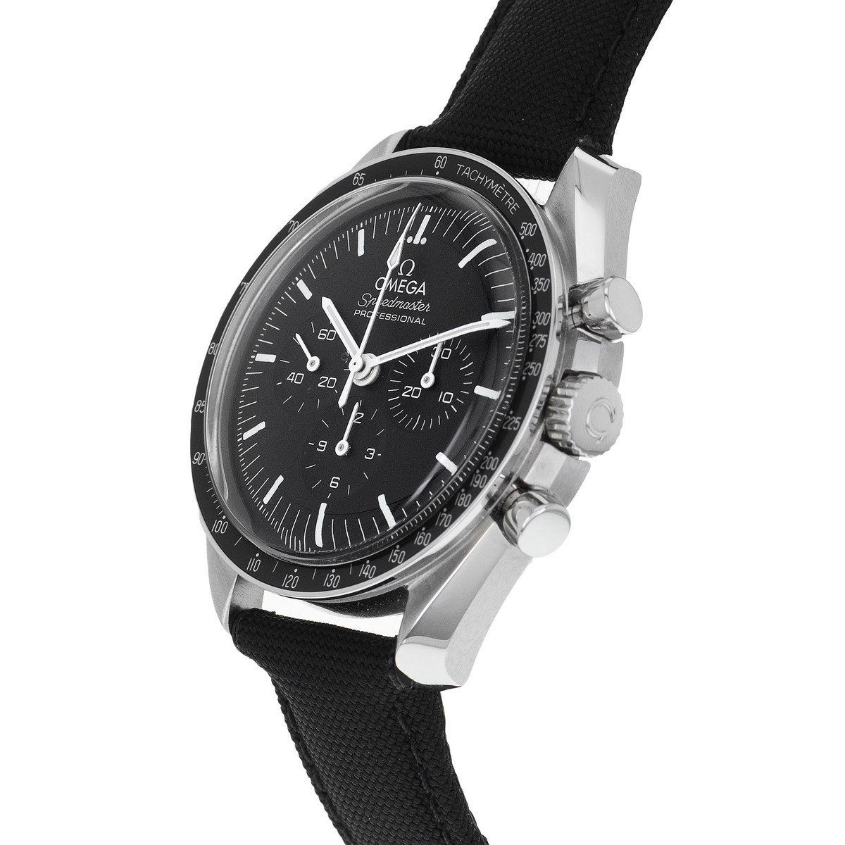 Montre d'occasion OMEGA Speedmaster Moonwatch homme mécanique bracelet textile - vue D2