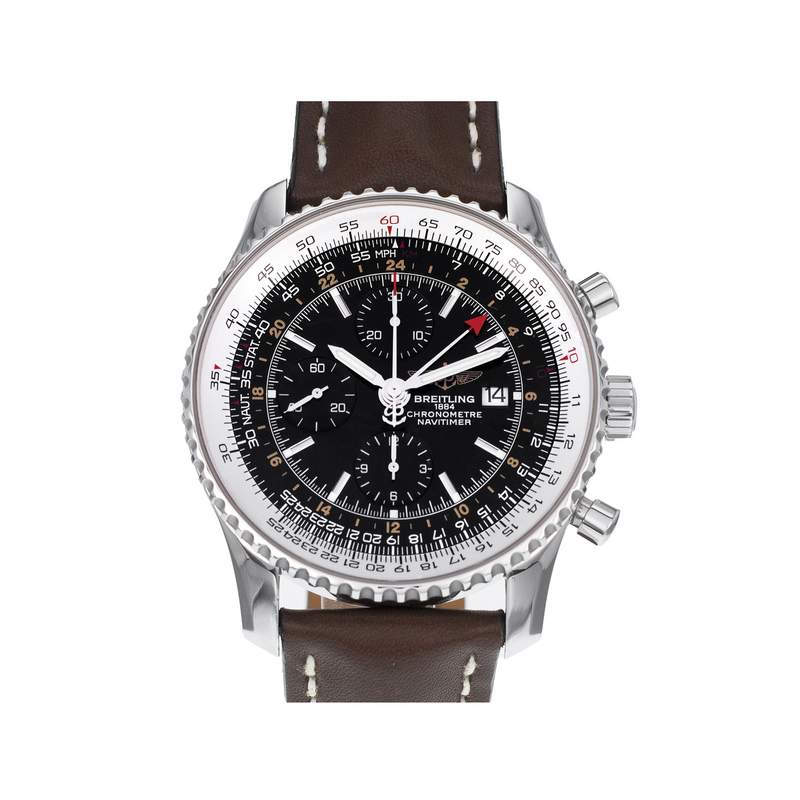 Montre d'occasion BREITLING Navitimer World homme automatique bracelet cuir d'origine - vue 1