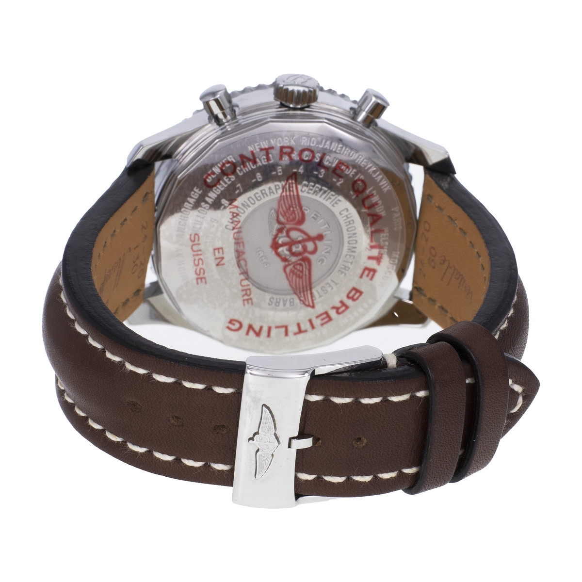 Montre d'occasion BREITLING Navitimer World homme automatique bracelet cuir d'origine - vue 3