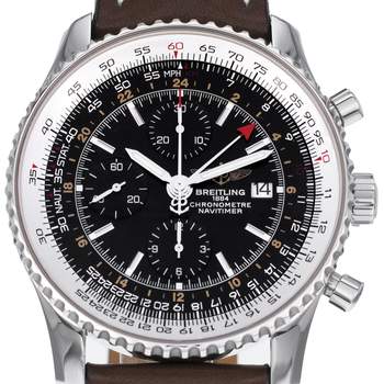 Montre d'occasion BREITLING Navitimer World homme automatique bracelet cuir d'origine