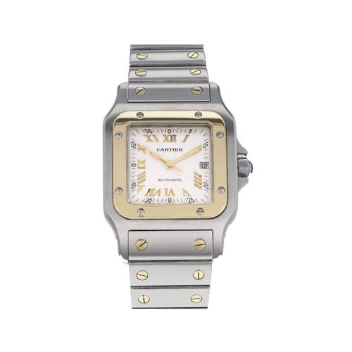 Montre d'occasion CARTIER Santos Galbée mixte automatique bracelet or jaune 750/000 et acier