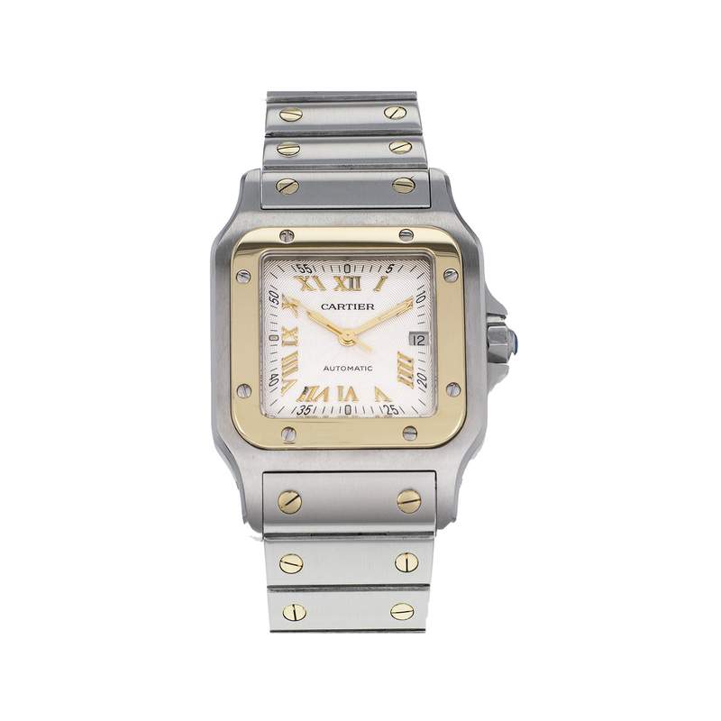 Montre d'occasion CARTIER Santos Galbée mixte automatique bracelet or jaune 750/000 et acier - vue 1