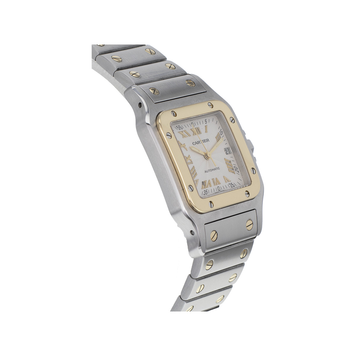 Montre d'occasion CARTIER Santos Galbée mixte automatique bracelet or jaune 750/000 et acier - vue 2