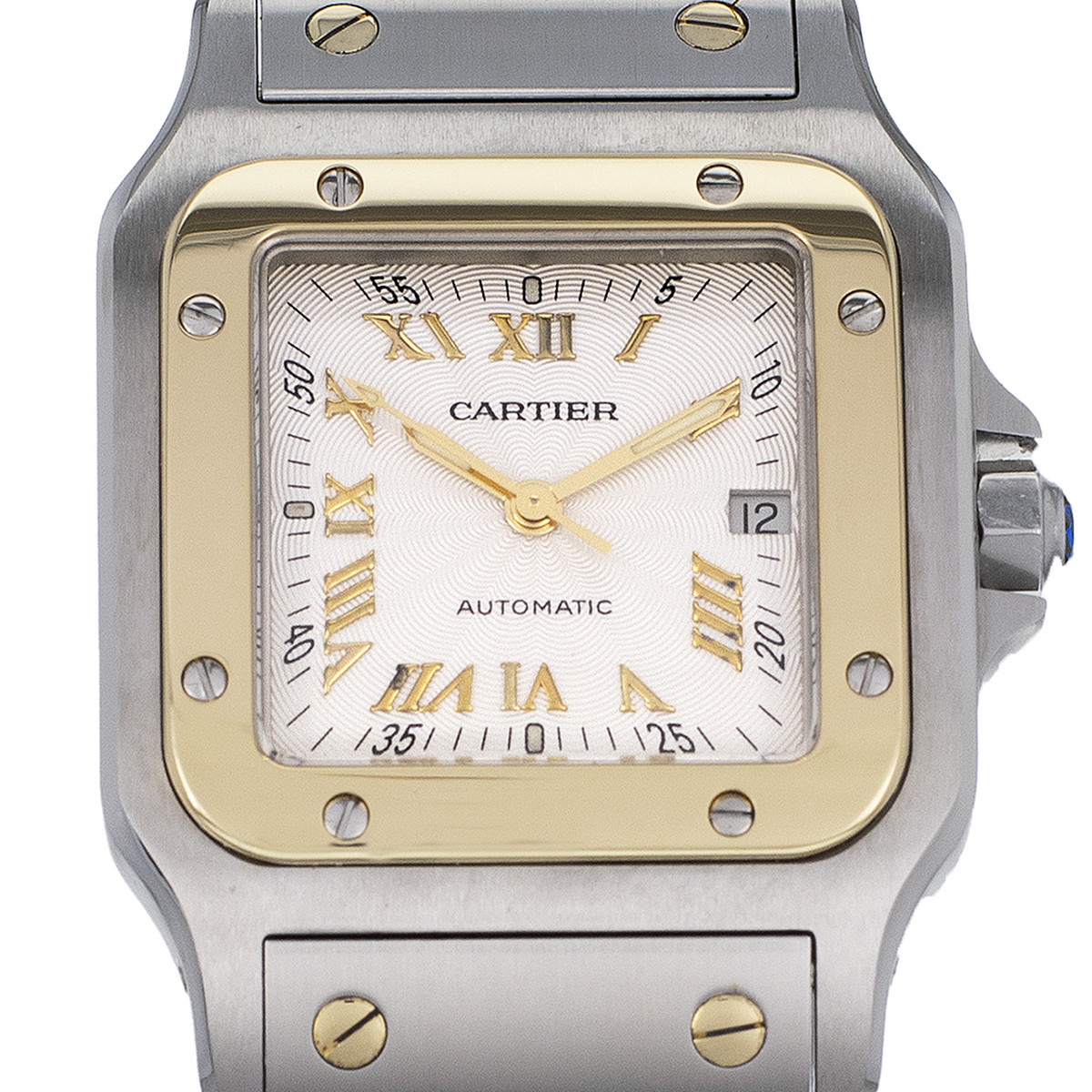 Montre d'occasion CARTIER Santos Galbée mixte automatique bracelet or jaune 750/000 et acier - vue D1