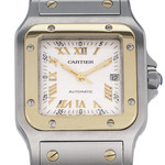 Montre d'occasion CARTIER Santos Galbée mixte automatique bracelet or jaune 750/000 et acier - vue D1
