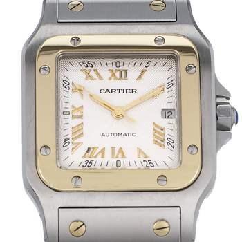 Montre d'occasion CARTIER Santos Galbée mixte automatique bracelet or jaune 750/000 et acier
