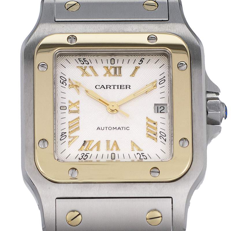 Montre d'occasion CARTIER Santos Galbée mixte automatique bracelet or jaune 750/000 et acier - vue D1