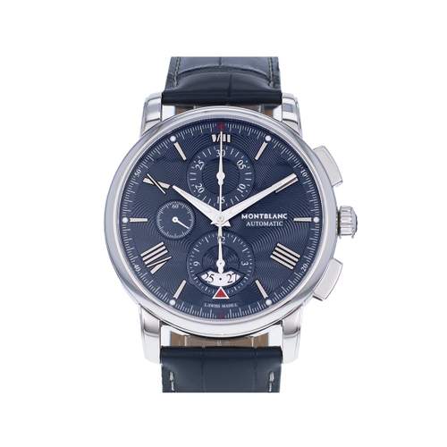 Montre d'occasion MONT BLANC 4810 Chronograph Automatic homme automatique bracelet cuir d'origine